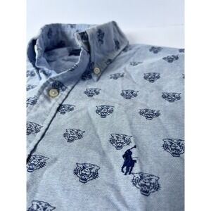 Polo Ralph Lauren Blue Oxford Shirt Men's Small Tiger Head Print Button Down LSU